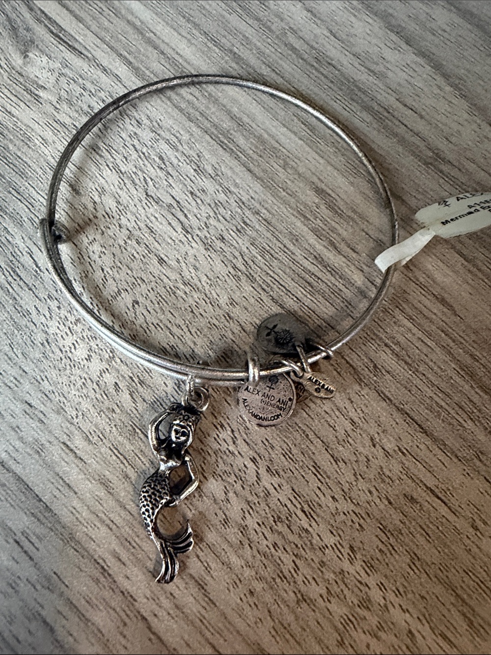 Alex and Ani Silver Mermaid Charm Expandable Bangle Bracelet